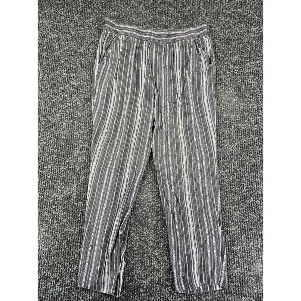 Jessica Simpson Womens Striped Relaxed Fit Viscose Pants Black Grey White Size M